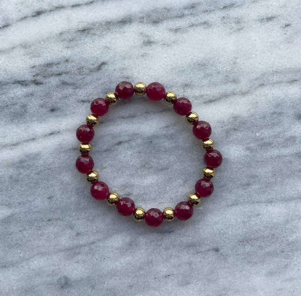 Burgundy and Gold Bracelet