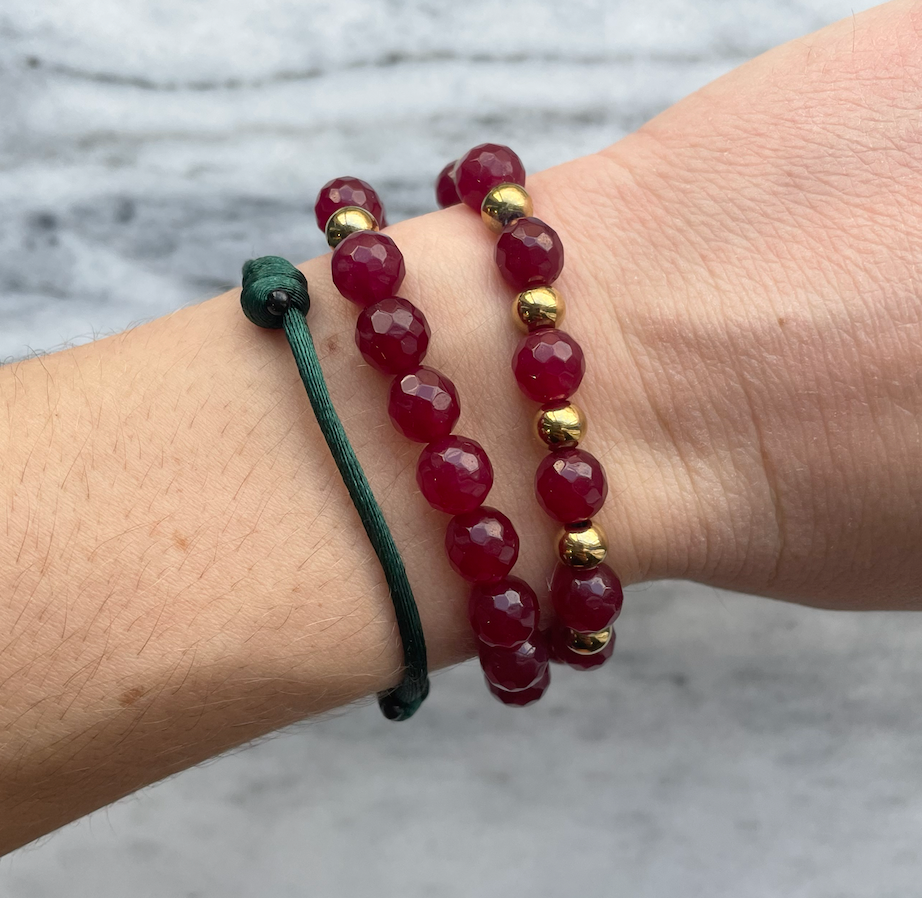 Burgundy and Gold Bracelet