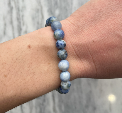 Blue Marble Beaded Mini Bracelet